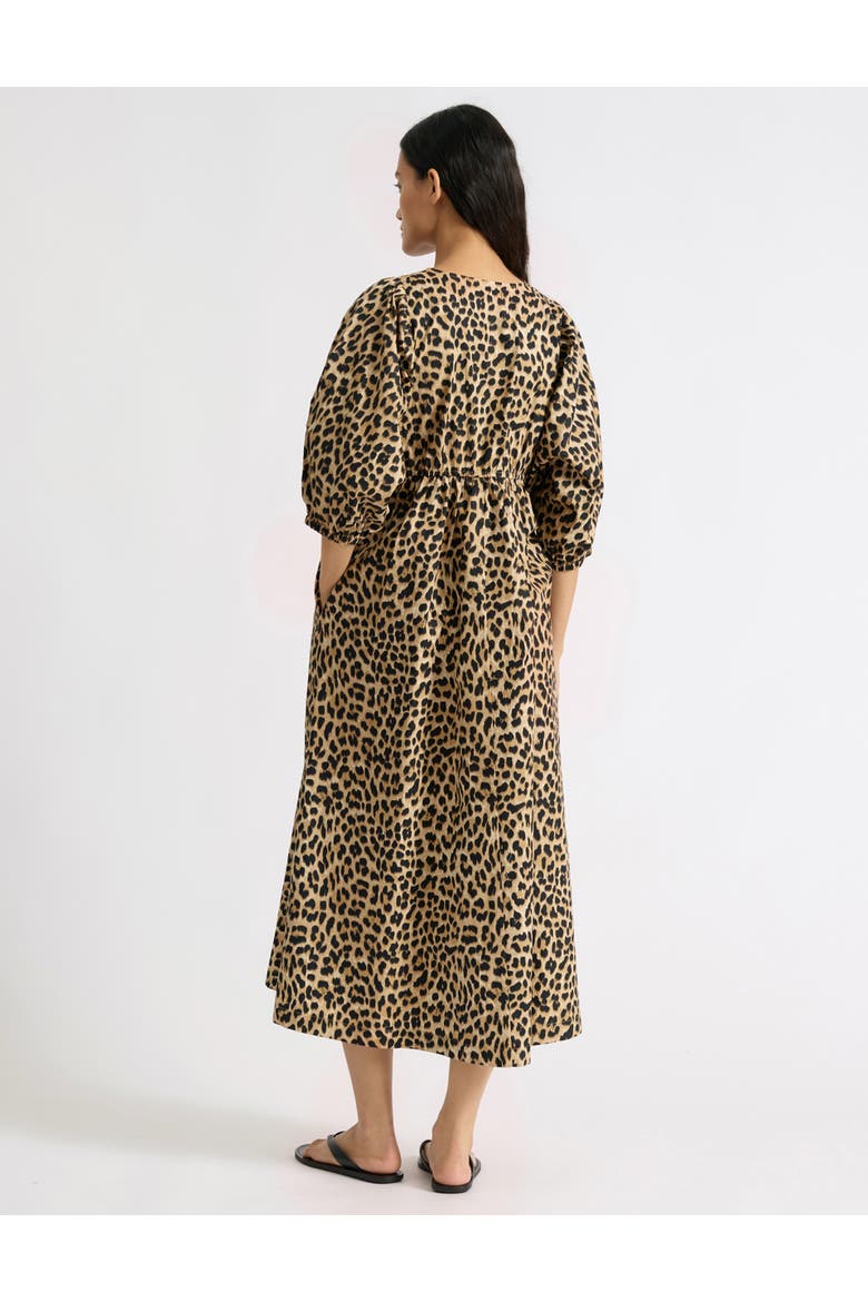 Animal Print V-Neck Cotton Midi Dress