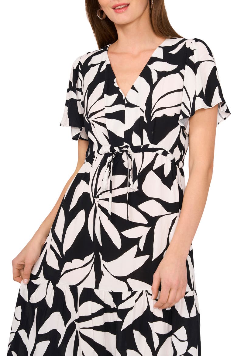 Print Flutter Sleeve Maxi Dress