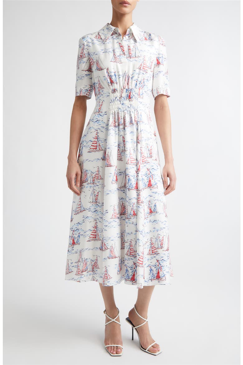 Khloe Print Silk Midi Shirtdress