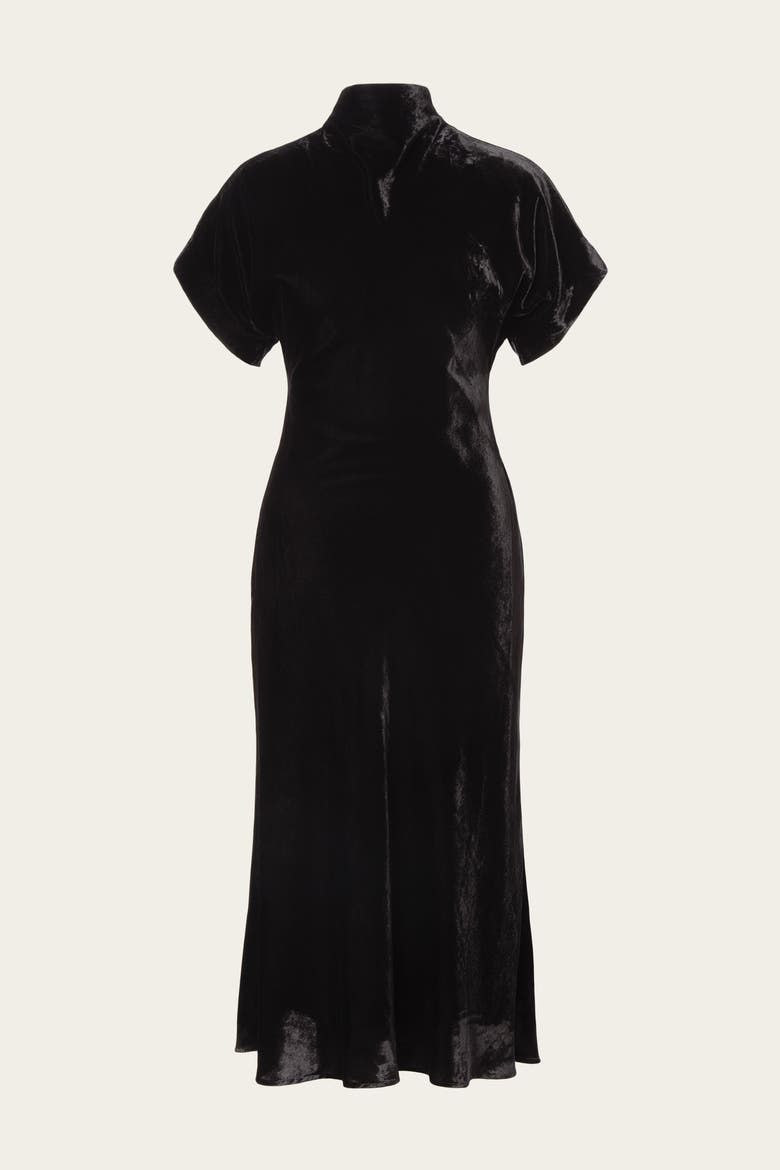 Alivia Short Sleeve Velvet Midi Dress