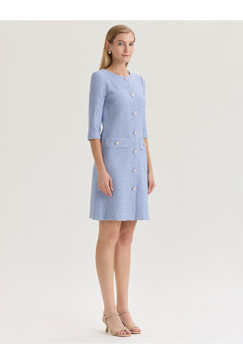 Tri-Color Tweed Knit Sheath Dress