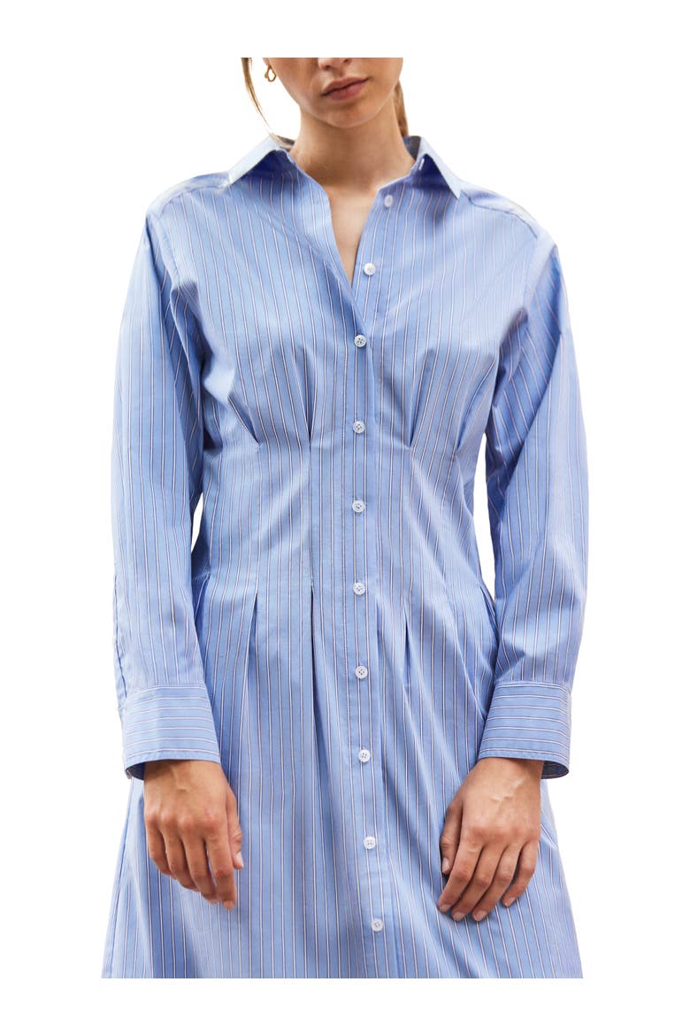 Long Sleeve Stripe Shirt Midi Dress