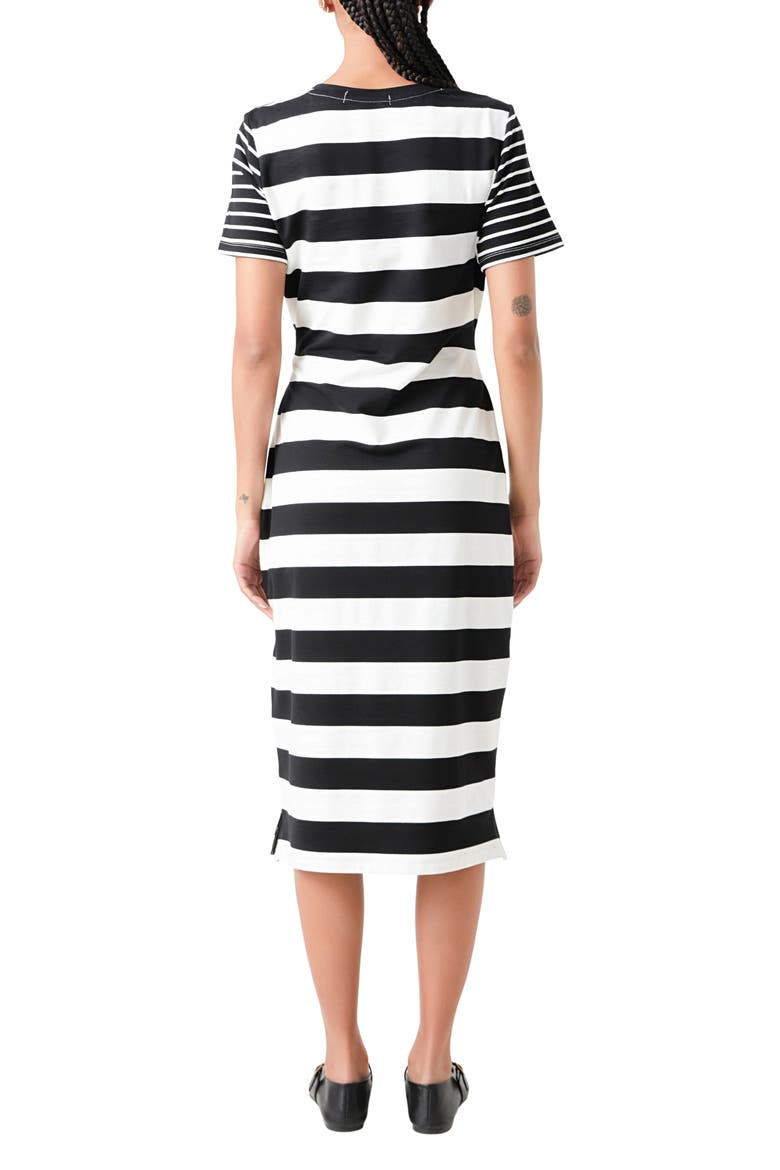 Stripe Tie Front Midi T-Shirt Dress