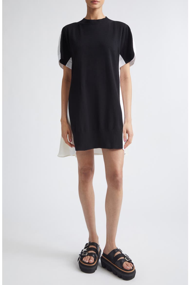 Mixed Media Knit & Poplin Minidress