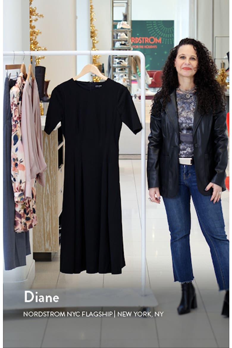 Double Pleat A-Line Midi Dress