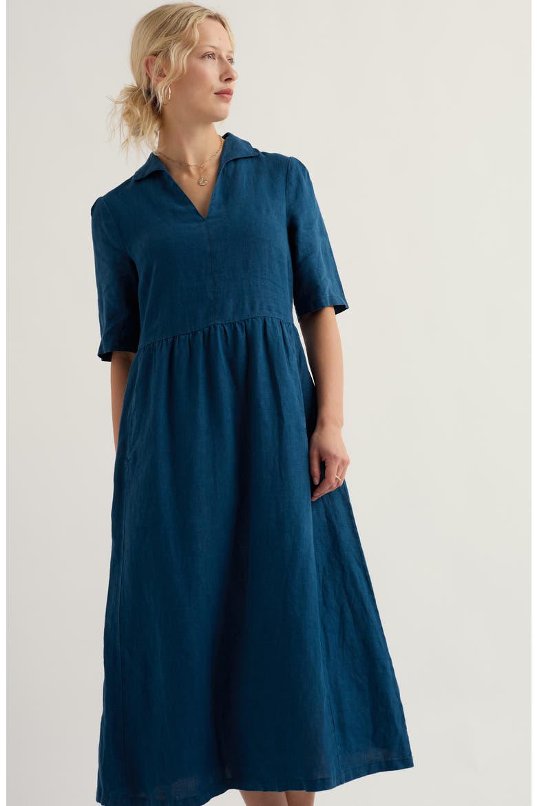 Fen Violet Linen Midi Shirtdress