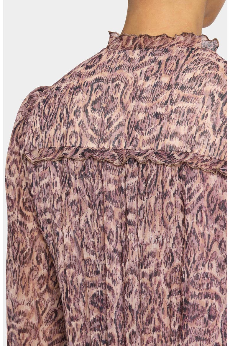 Amal Long Sleeve Fit and Flare Midi Dress in Printed Georgette