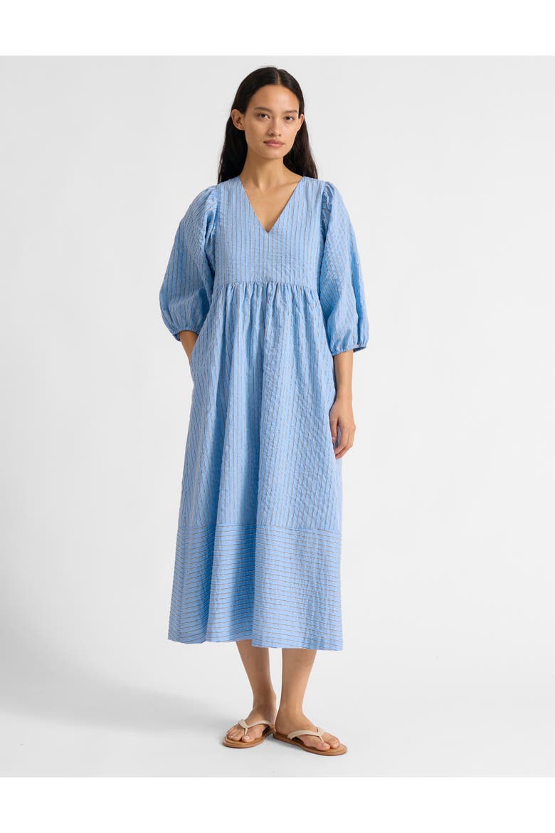 Stripe V-Neck Midi Dress