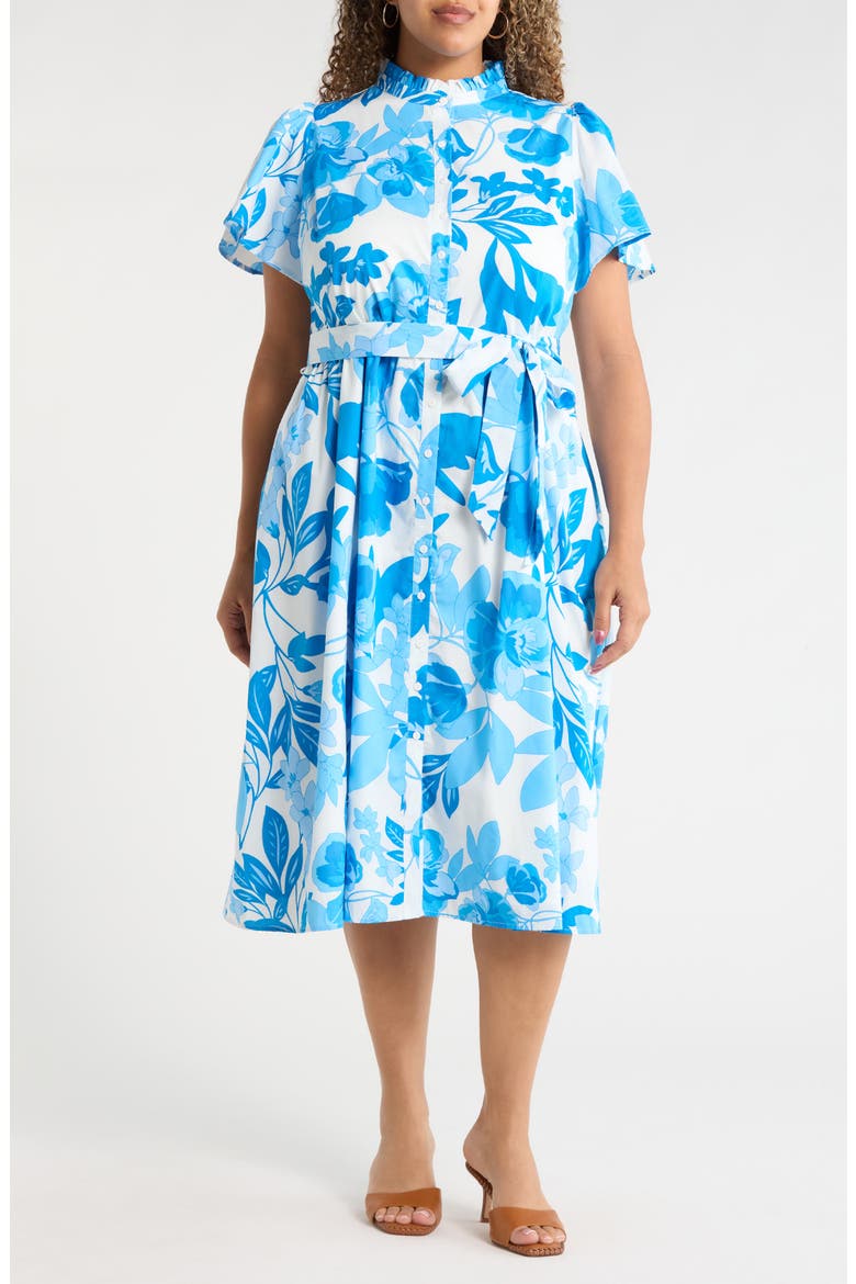 Darien Floral Aurelia Babydoll Cotton Midi Dress