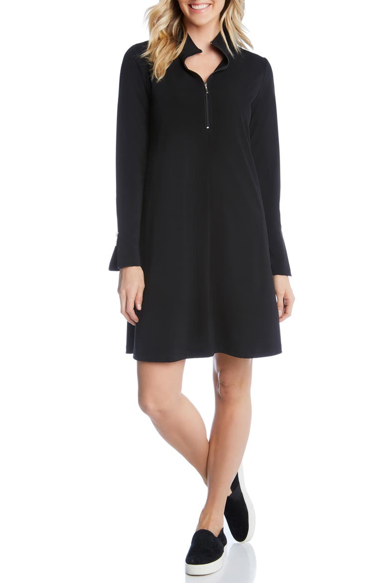 Quarter Zip A-Line Travel Jersey Dress