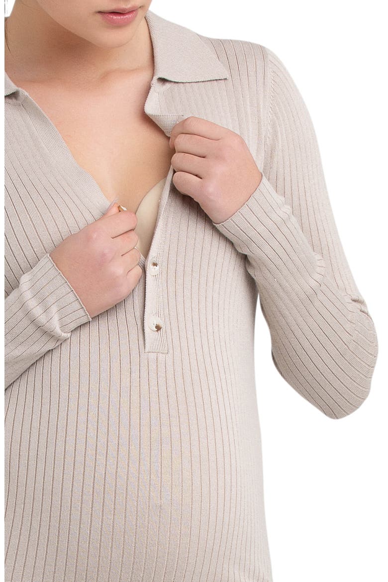 Sammy Rib Long Sleeve Maternity/Nursing Polo Dress
