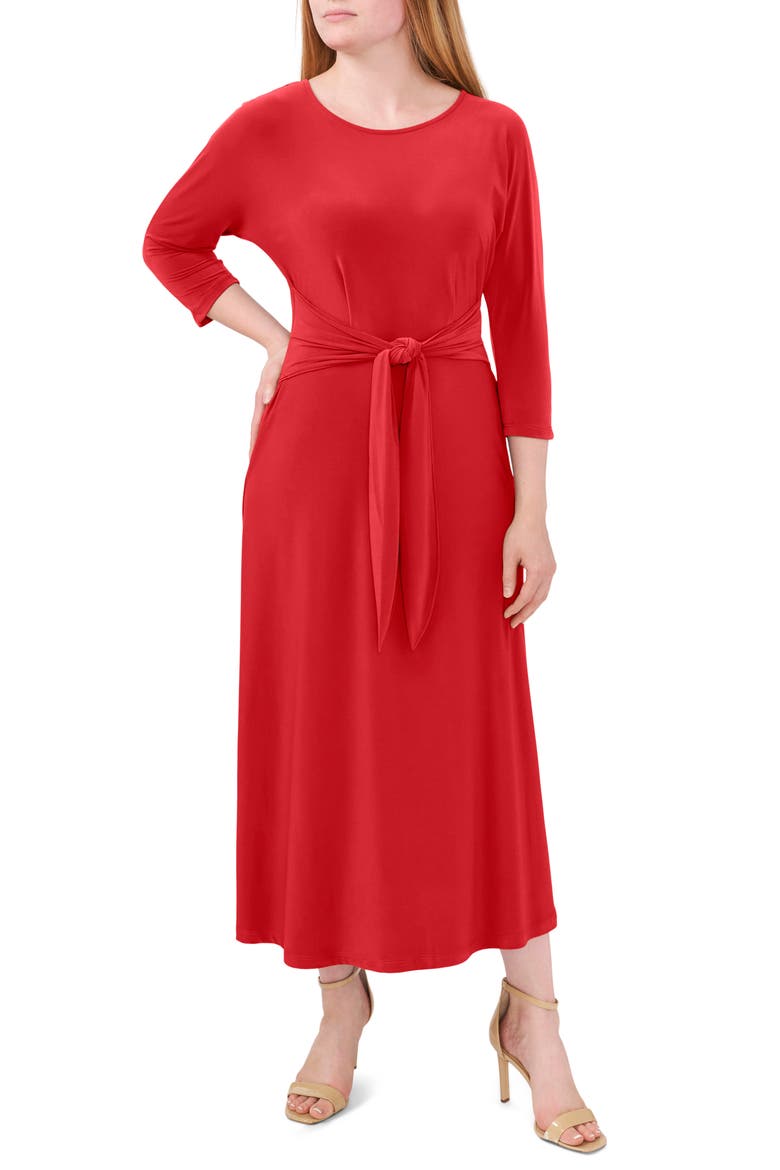 Tie Waist Jersey Midi Dress