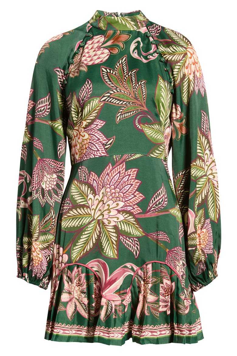 Arabesque Long Sleeve Floral Print Minidress