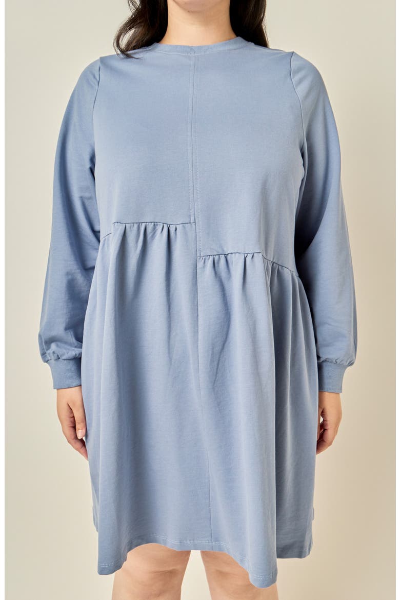 Asymmetrical Seam Knit Long Sleeve Dress