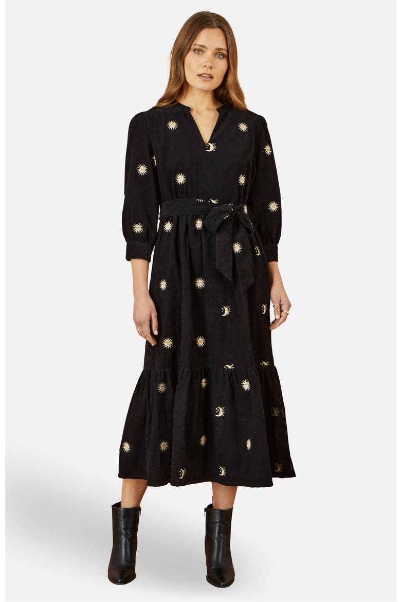 Cosmic Embroidery Cord Midi Shirt Dress