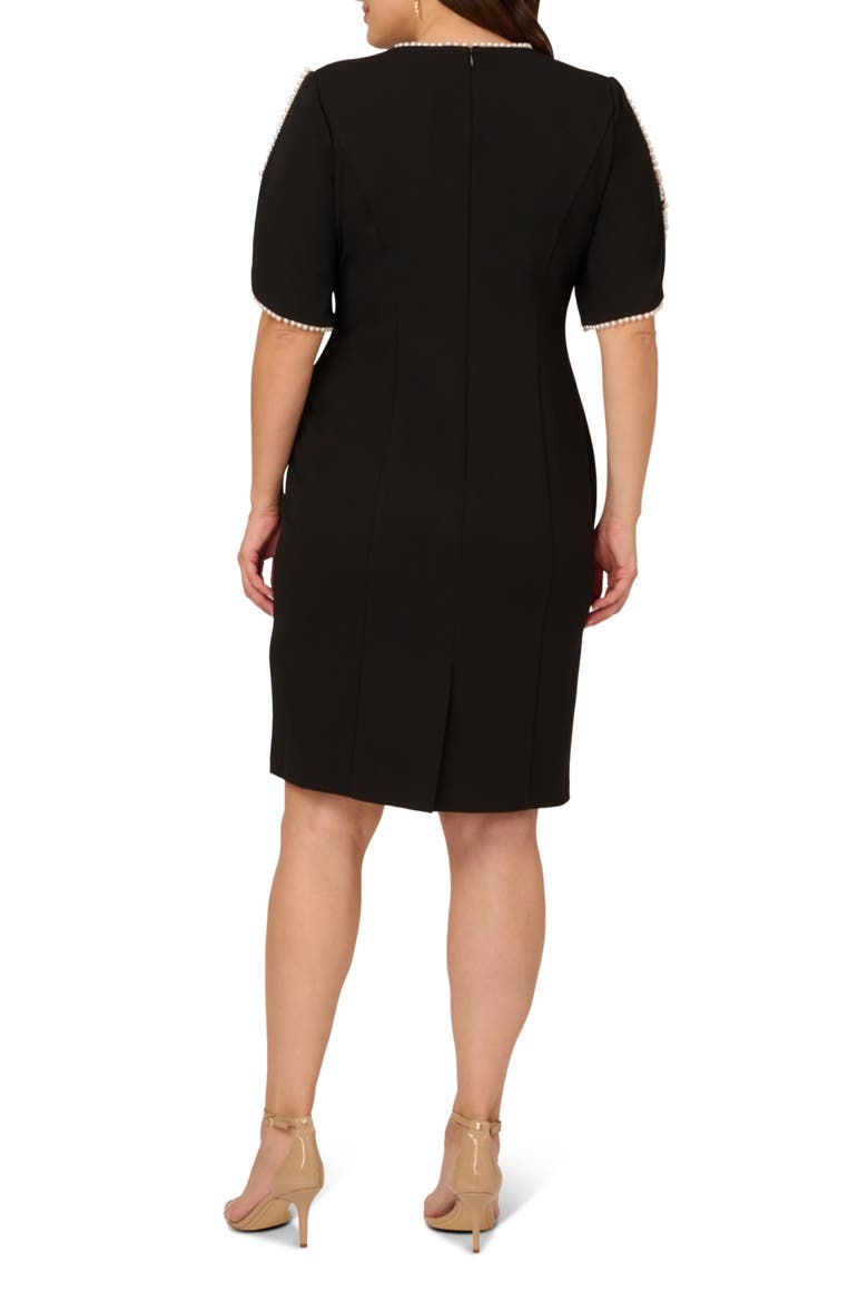 Imitation Pearl Detail Crepe Sheath Dress