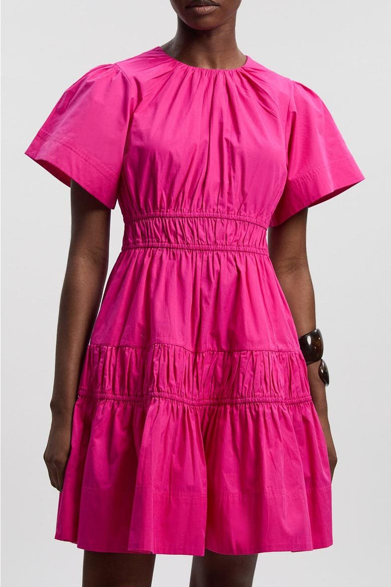 Shirred Tiered Mini Dress