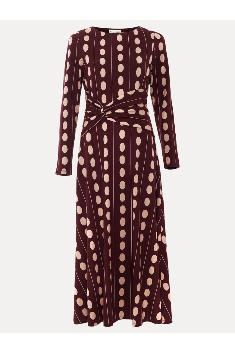 Eugenie Spot Knot-Waist Midi Dress