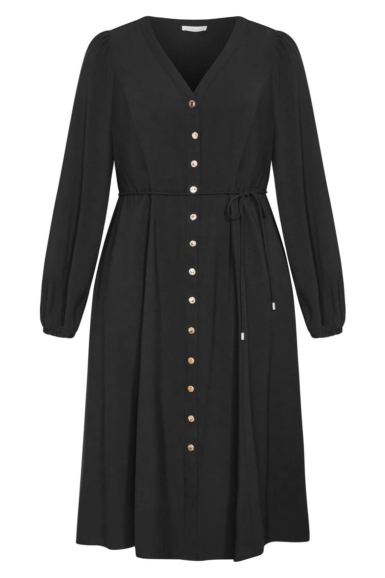 Kristina Tie Waist Long Sleeve Midi Dress