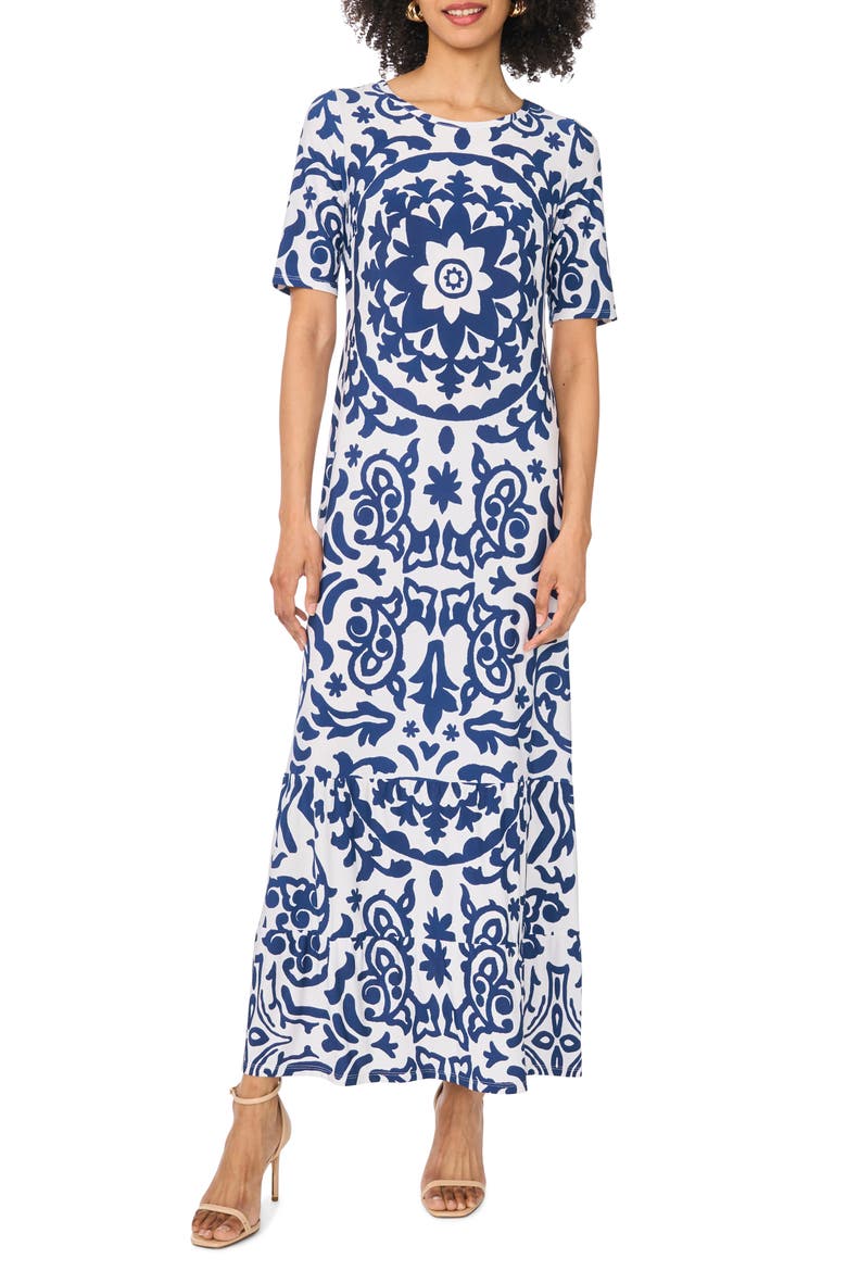 Print Crewneck Maxi Dress