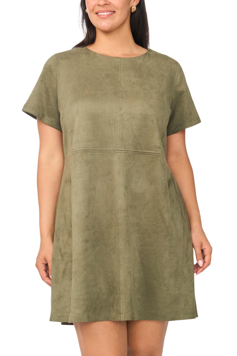 Faux Suede Paneled Shift Minidress