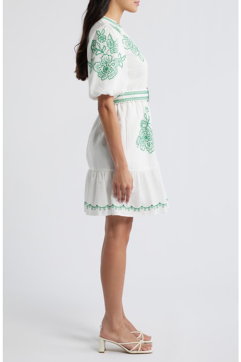 Embroidered Short Sleeve Cotton Shirtdress
