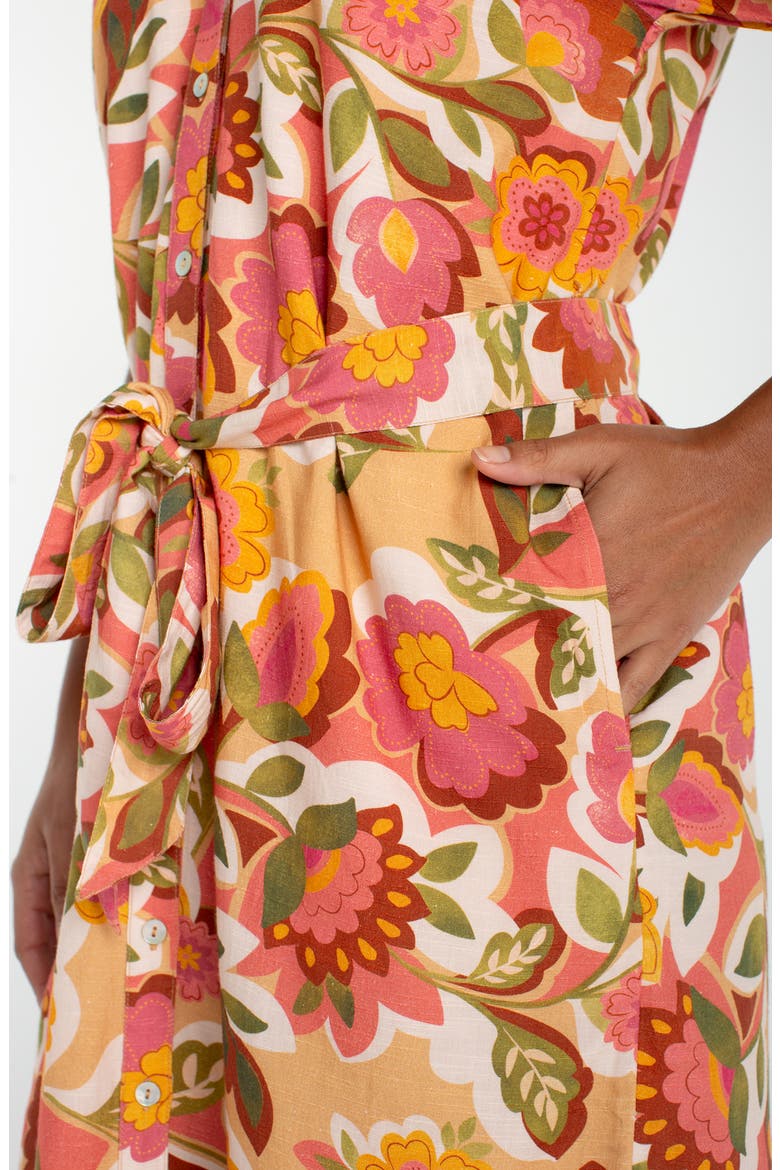 Floral Shirred Shirtdress