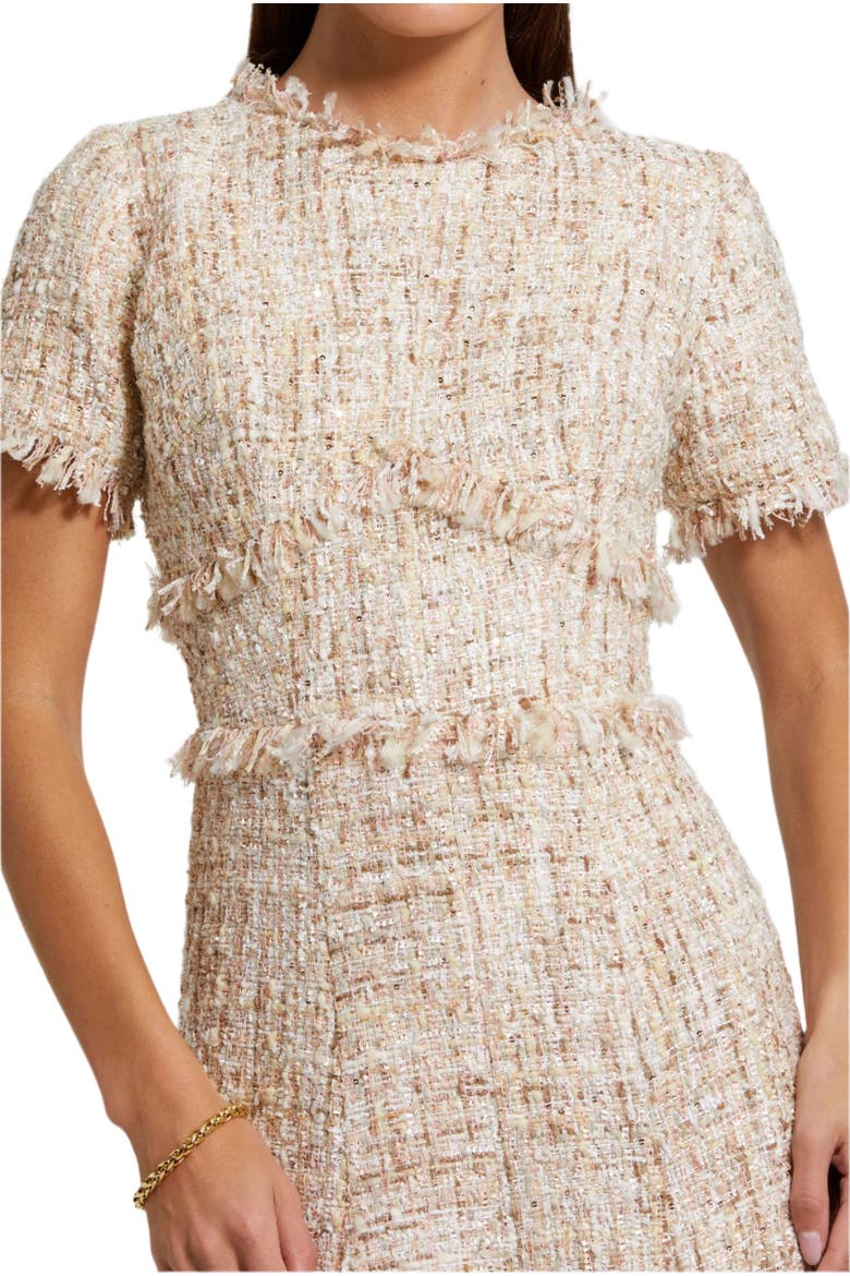 Boucle Short Sleeve A Line Midi Dress
