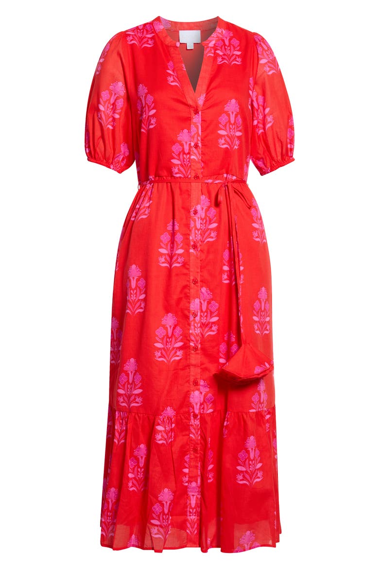 Floral Beth Button-Up Cotton Midi Dress