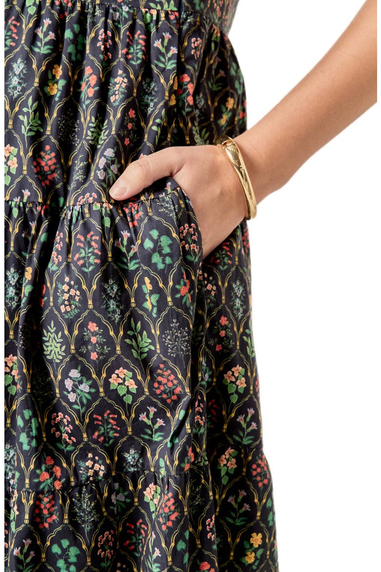 Floral Tiered Cotton Shirtdress