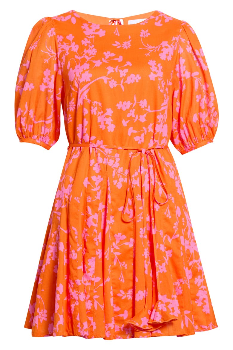 Delilah Floral Godet Pleat Cotton Minidress