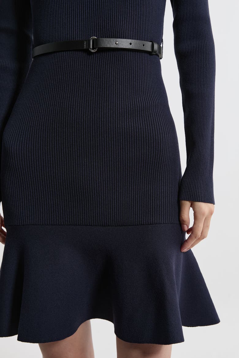 Roll Neck Belted Flippy Hem Mini Dress