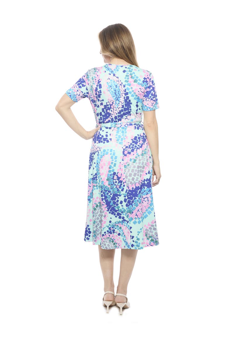 Womens Essential V-Neck Short Sleeve A-Line Midi Dress