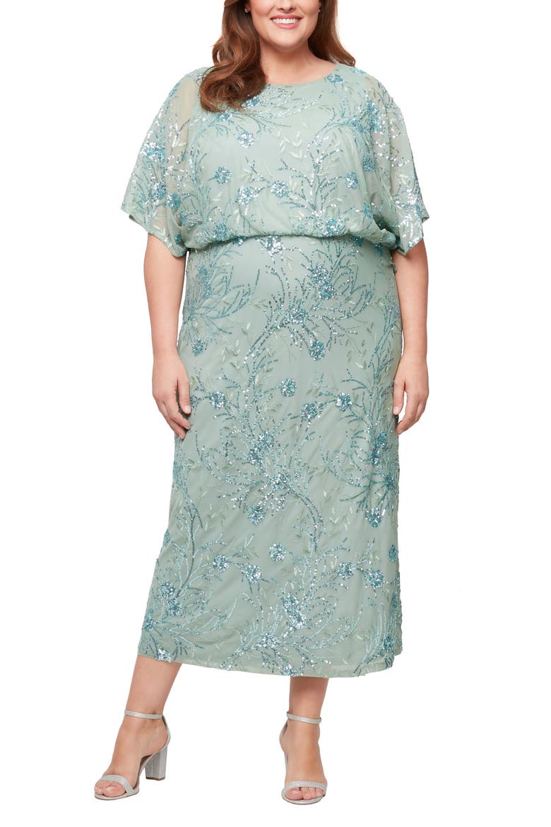 Sequin Blouson Midi Dress