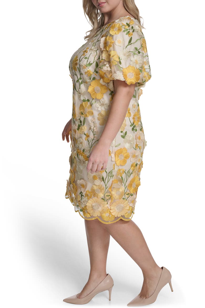 Embroidered Floral Appliqué Cocktail Dress