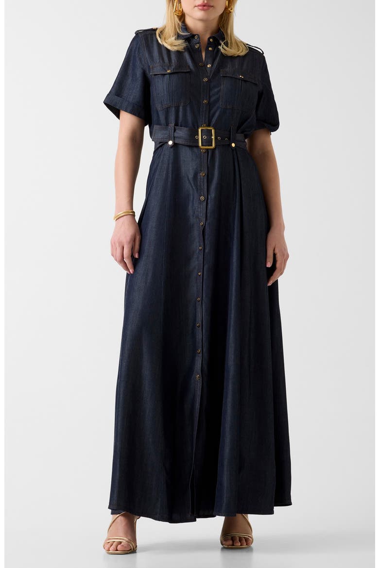 Katie Belted Denim Maxi Dress