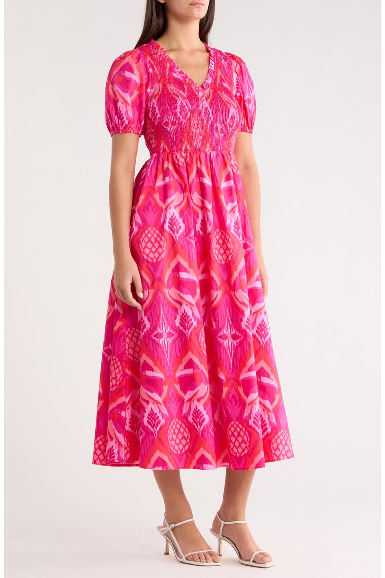 Prissa Ikat Brenty Smocked Midi Dress