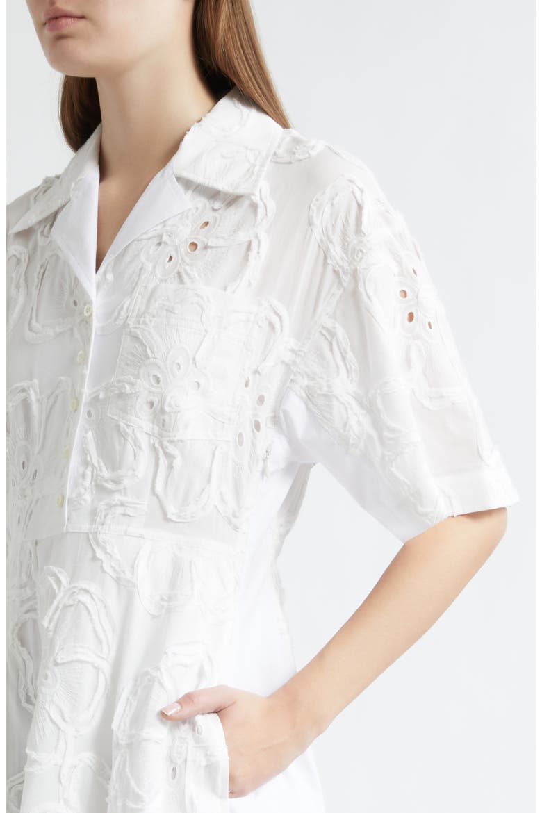 Floral Appliqué Midi Shirtdress