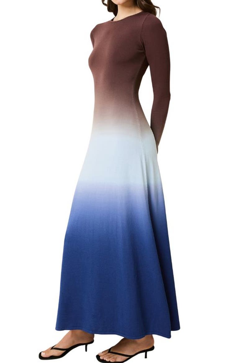 The Dora Ombré Colorblock Long Sleeve Knit Maxi Dress