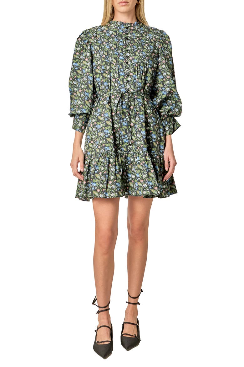 Mock Neck Cotton Button-Up Minidress