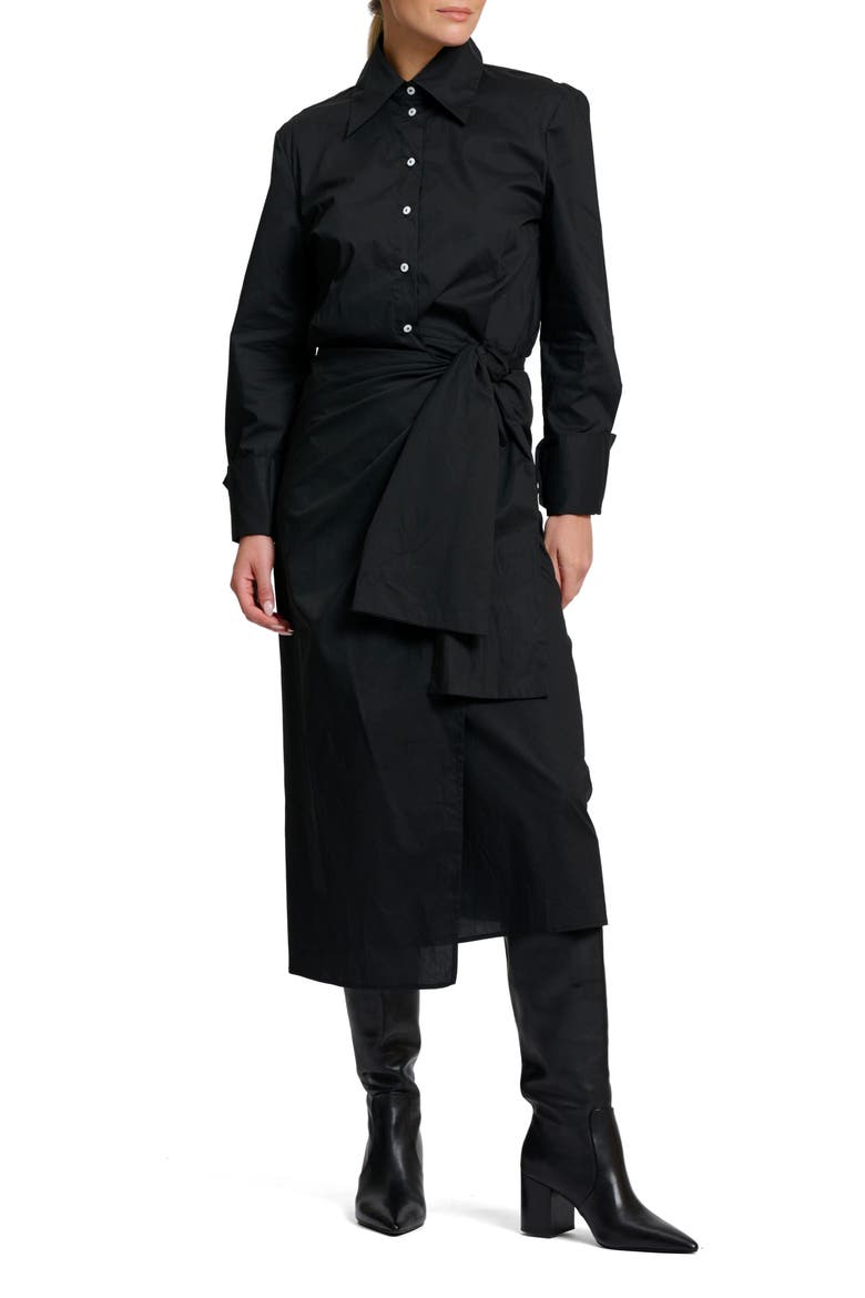 Talita Wrap Tie Waist Midi Shirt Dress