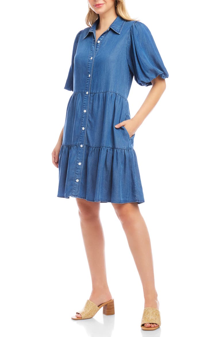 Tiered Denim Shirtdress