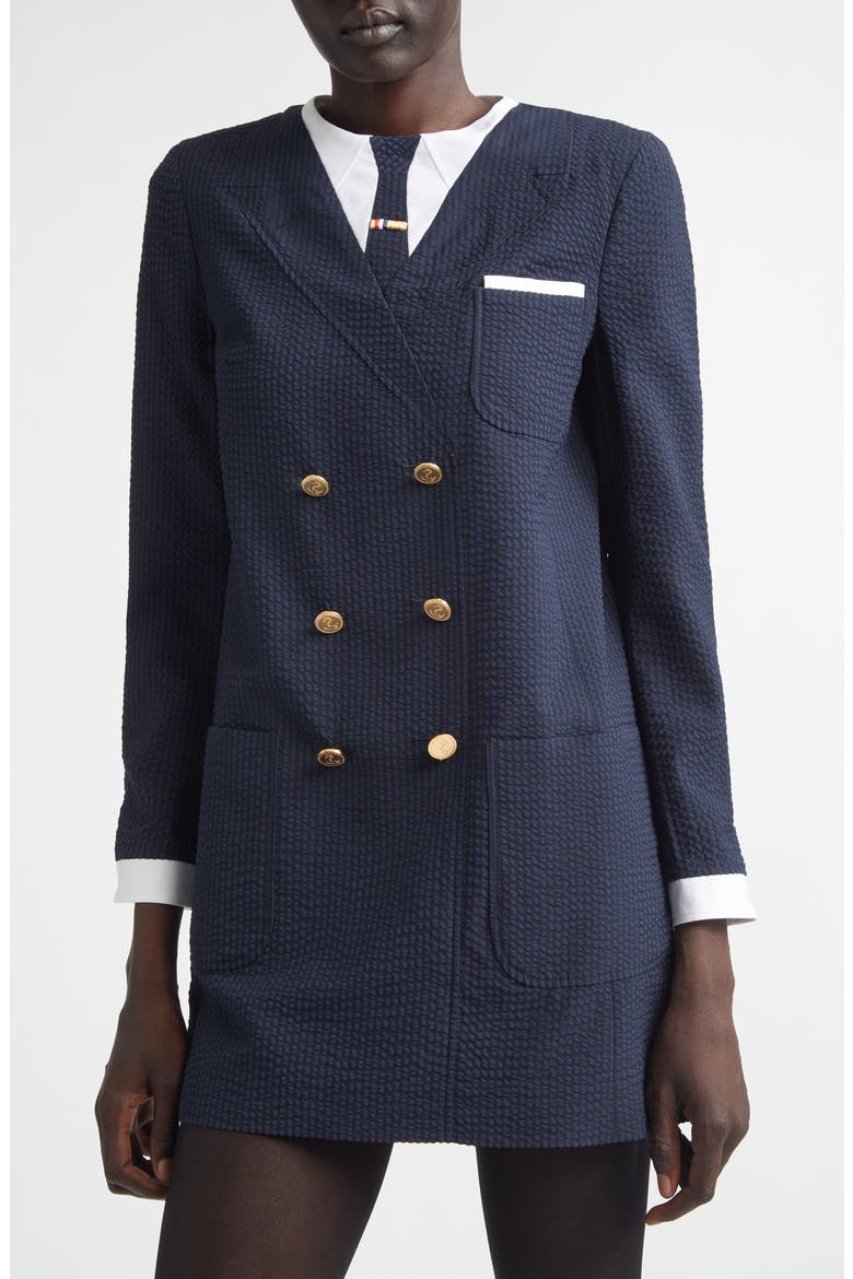 Trompe l'Oeil Mixed Media Long Sleeve Minidress