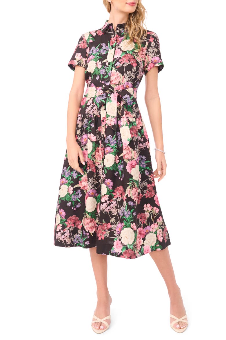 Charlie Floral Linen Midi Shirtdress