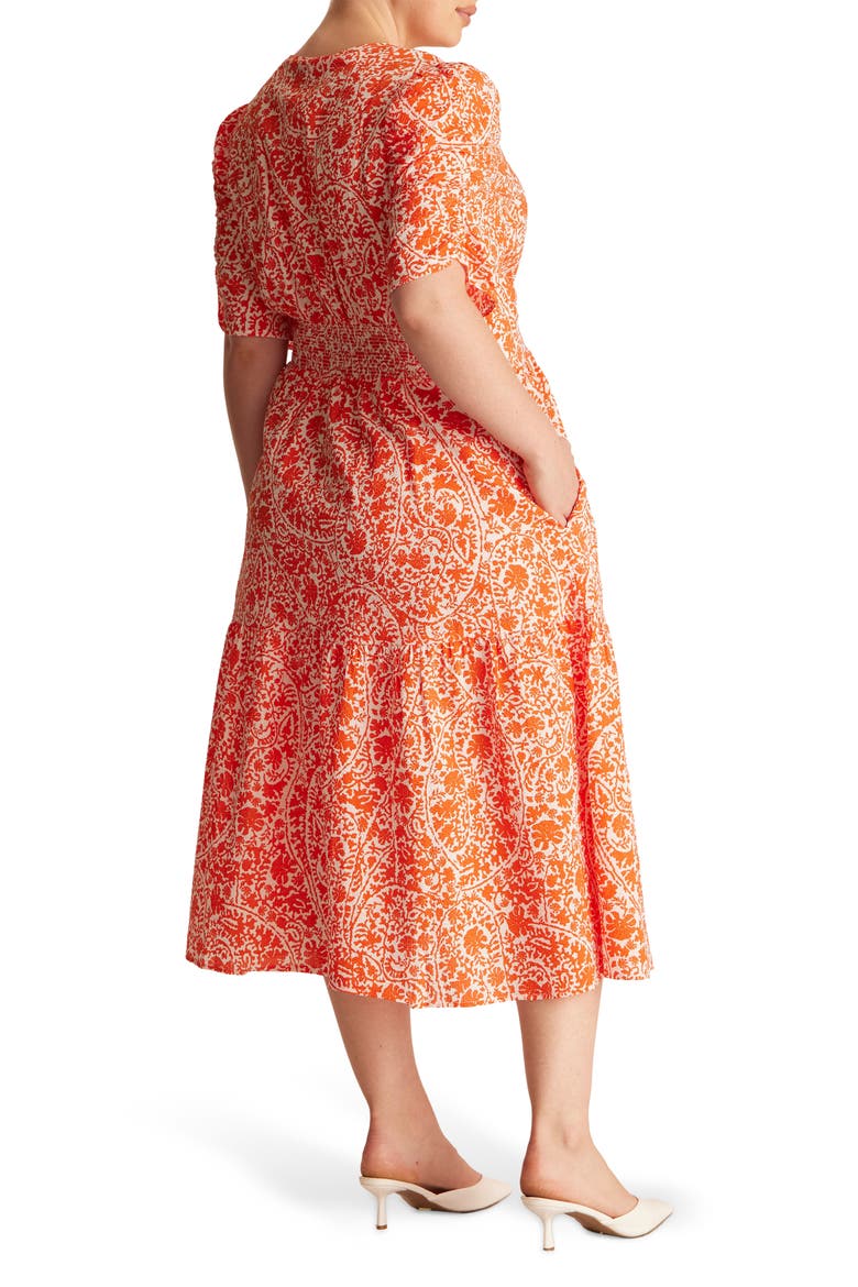 Dreamaya Floral Front Flap Fit & Flare Midi Dress