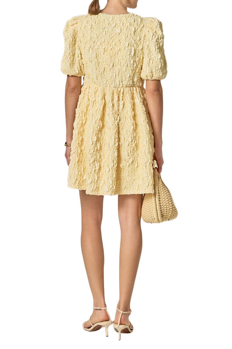 Crinkled Puff Sleeve Tie Front Minidress