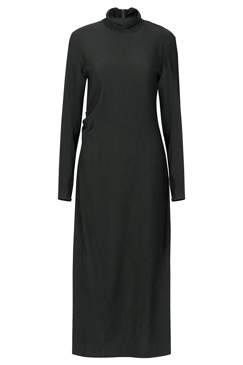 Aurora Crinkle Fabric Funnel Neck Midi Dress