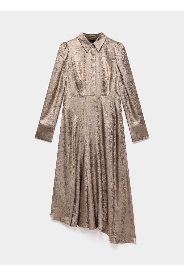 Metallic Midi Shirt Dress