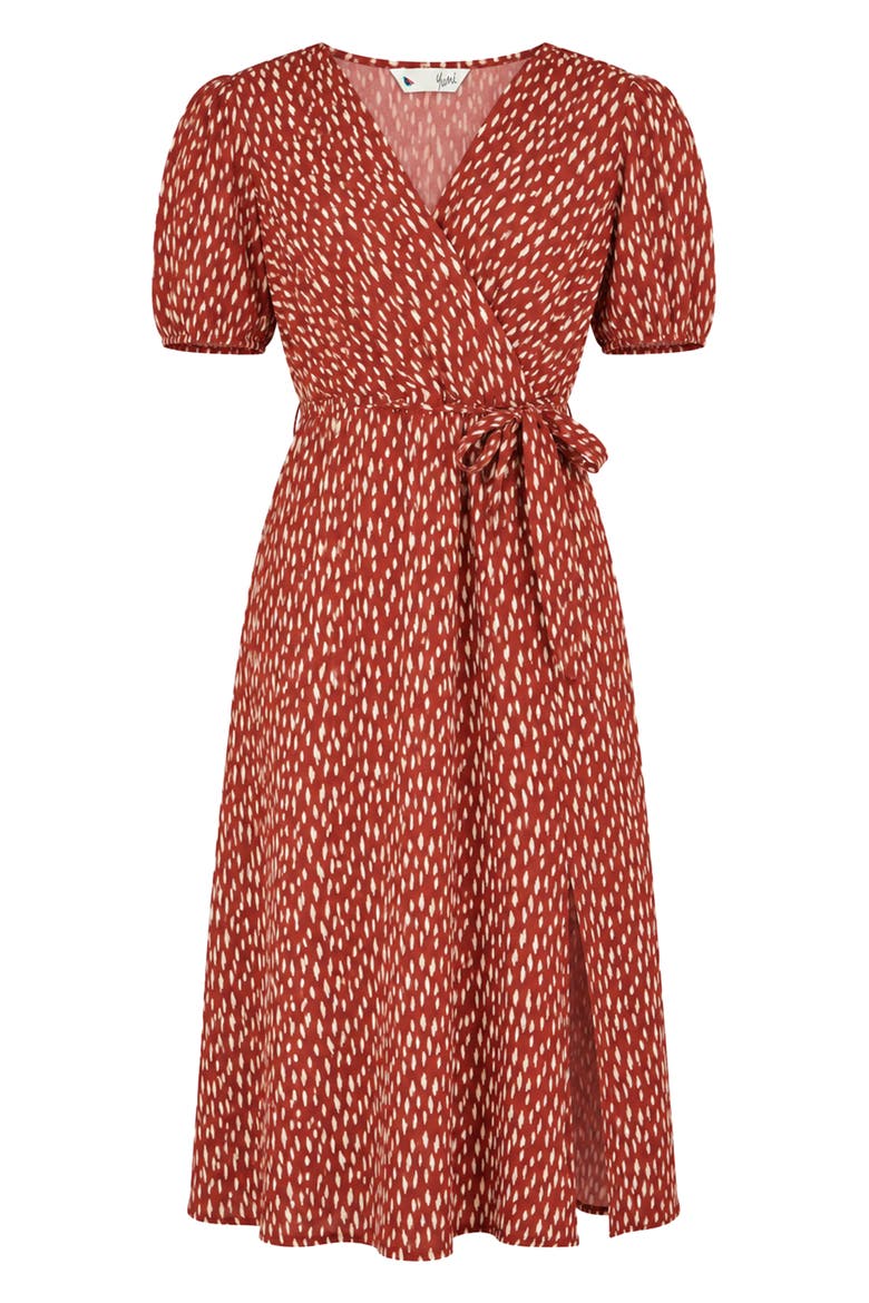 Spot Wrap Midi Dress