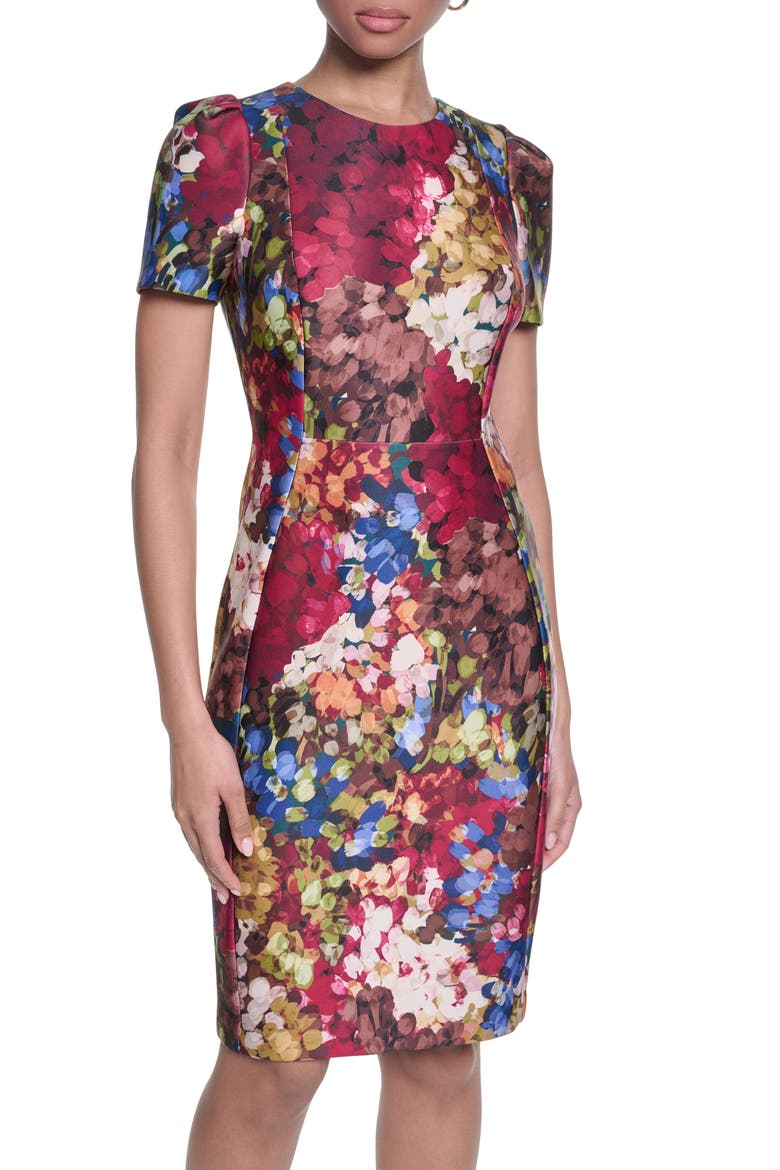 Floral Scuba Crepe Sheath Dress